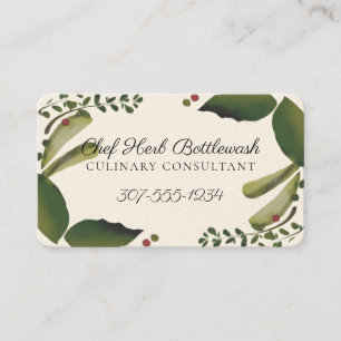 Herbs basil thyme culinary personal chef catering business card