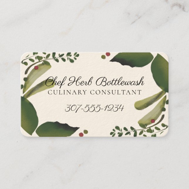 Herbs basil thyme culinary personal chef catering business card (Front)