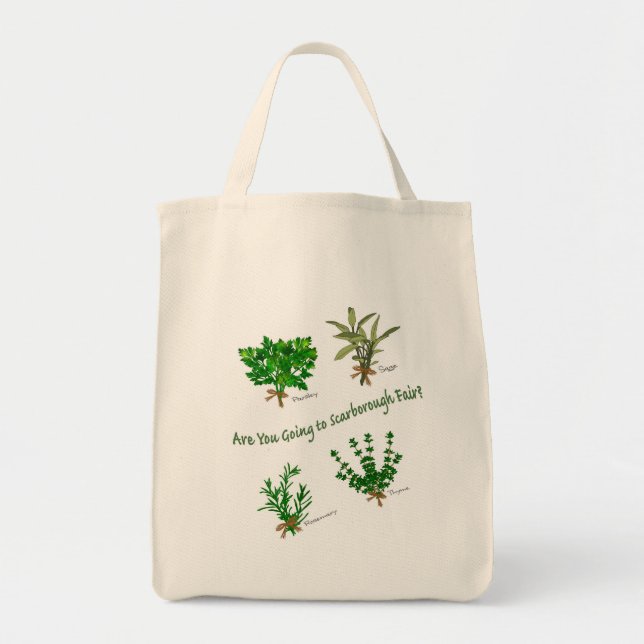 Herbs of Parsley, Sage, Rosemary and Thyme Tote Bag (Front)