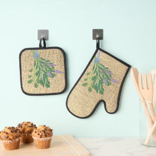 Herbs Oven Mitt & Pot Holder Set