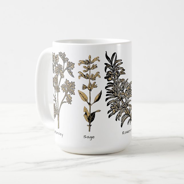 Herbs Parsley Sage Rosemary & Thyme Coffee Mug (Front Left)