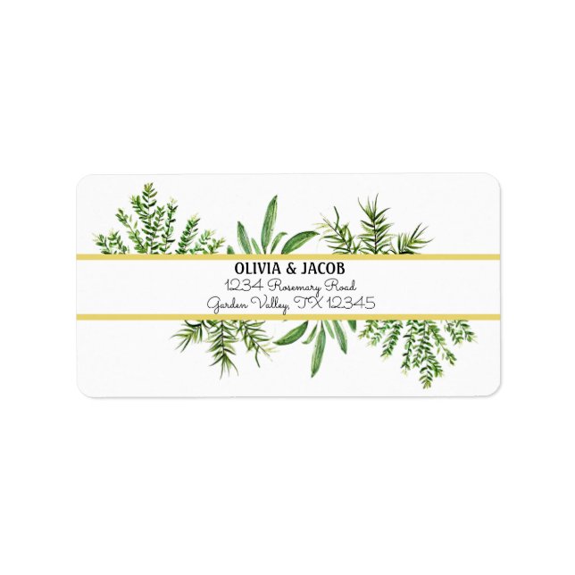 Herbs Rosemary Thyme Botanical Greenery  Label (Front)