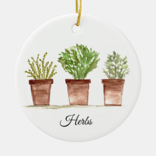 Herbs sage rosemary thyme greenery Rustic Plants Ceramic Ornament
