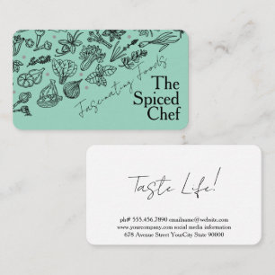 Herbs Spices Illustrations Hand Drawn Culinary Business Card