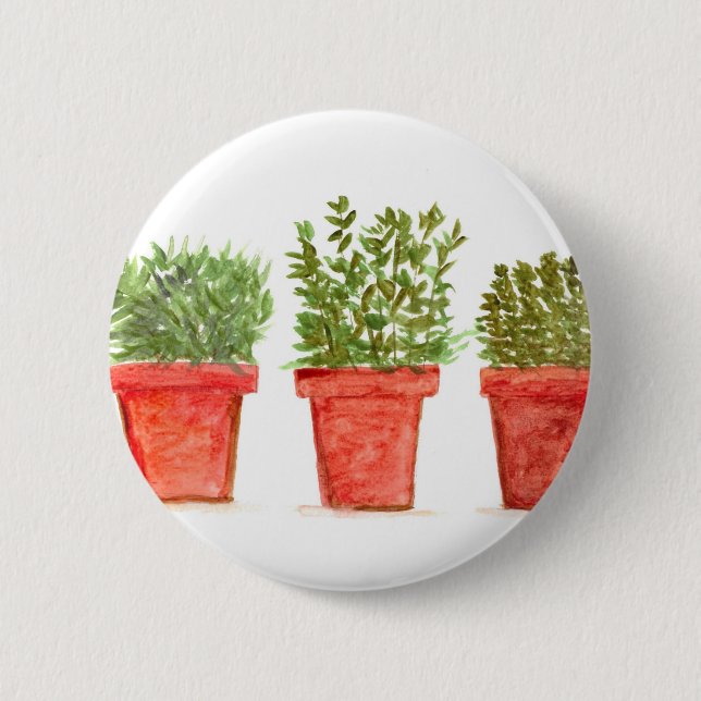 Herbs thyme rosemary mint 6 cm round badge (Front)
