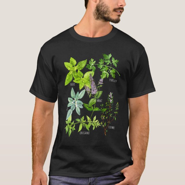 Herbs Types Plants T-Shirt (Front)