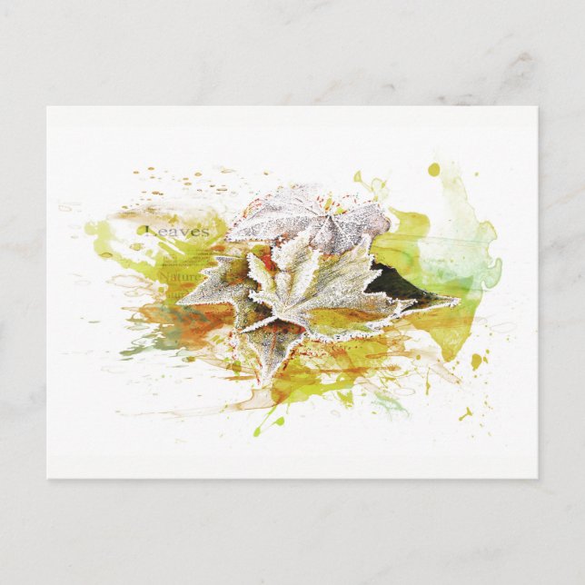 Herbst, Winter. Laub, Frost, Aquarell Postcard (Front)