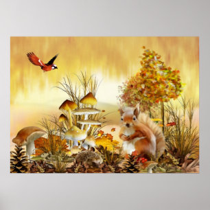 Herbsttiere Poster