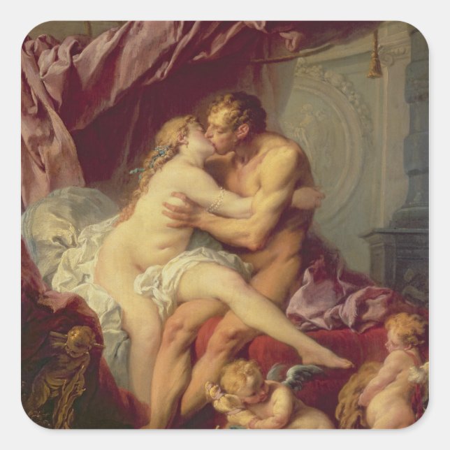 Hercules and Omphale Square Sticker (Front)