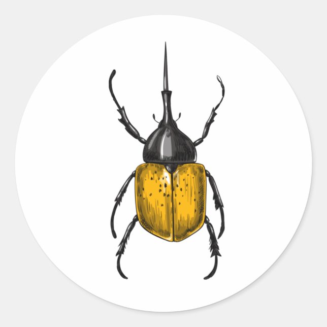 Hercules beetle classic round sticker (Front)