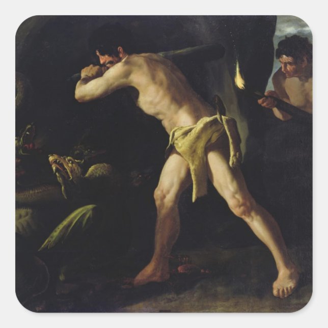 Hercules Fighting with the Lernaean Hydra Square Sticker (Front)