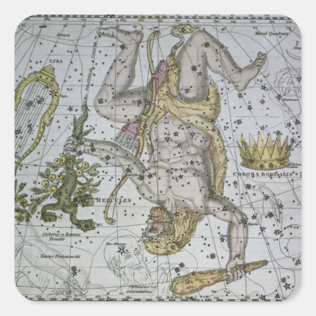 Hercules, from 'A Celestial Atlas', pub. in 1822 ( Square Sticker (Front)