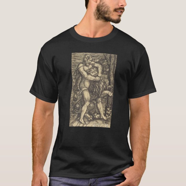Hercules trying to give a cat a pill Nemean lion a T-Shirt (Front)