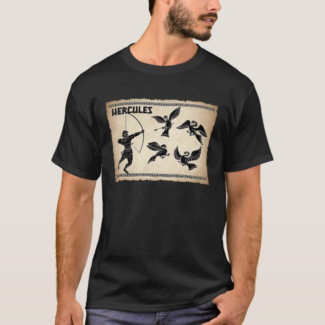 Hercules vs Birds Greek Mythology Fans  Ancient Gr T-Shirt (Front)