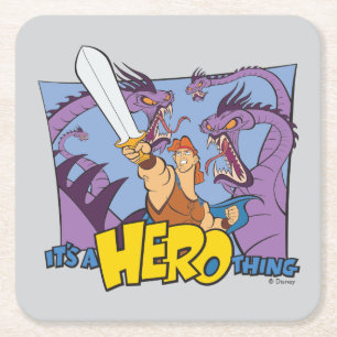 Hercules vs Hydra - It's a HERO Thing Square Paper Coaster