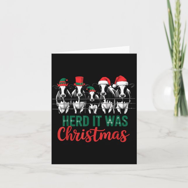 Herd It Was Christmas Cute Festive Cows Xmas Holid Card (Front)