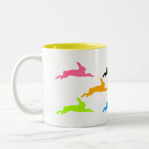 Herd of Bunnies Two-Tone Coffee Mug