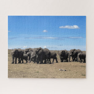 Herd of Elephants Kenya Jigsaw Puzzle