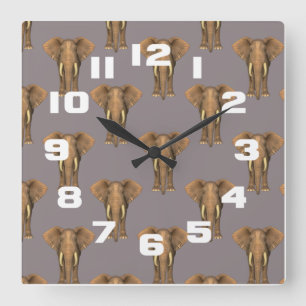 Herd of Elephants Square Wall Clock