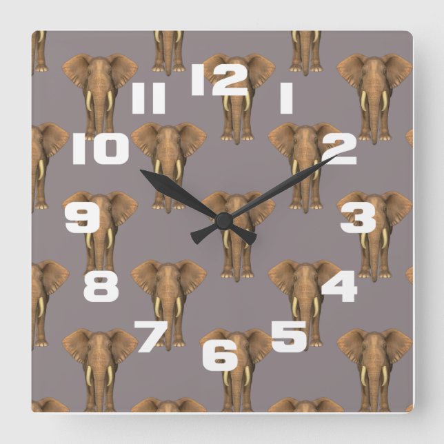 Herd of Elephants Square Wall Clock (Front)