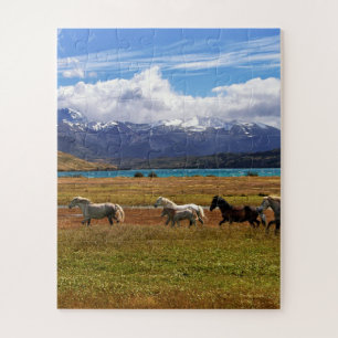 Herd of Horses Galloping in Field Jigsaw Puzzle