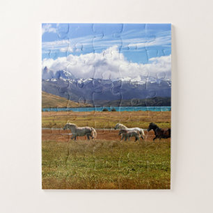 Herd of Horses Galloping in Field Jigsaw Puzzle