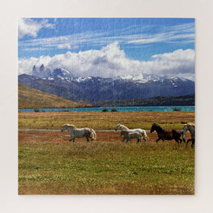Herd of Horses Galloping in Field Jigsaw Puzzle