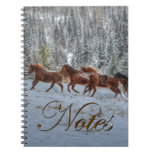 Herd of Horses Running in Winter Snow Notebook