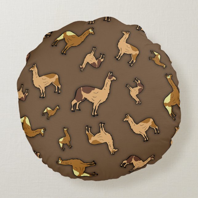 Herd of Llamas Round Cushion (Back)