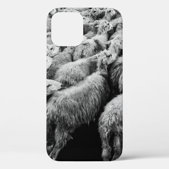 HERD OF SHEEP IN GRAYSCALE PHOTO Case-Mate iPhone CASE (Back)