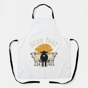 Herd That Funny Cow Vintage Engraving Design Apron