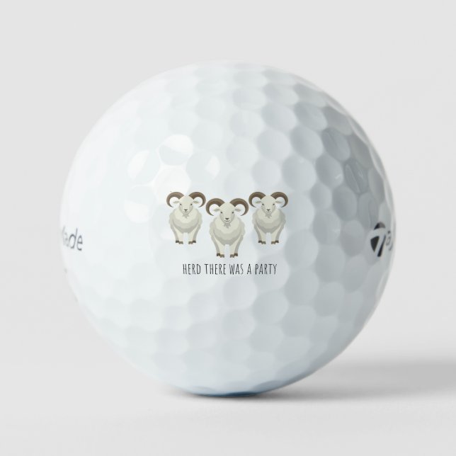'Herd There Was A Party' Funny Playful Pun Rams  Golf Balls (Front)