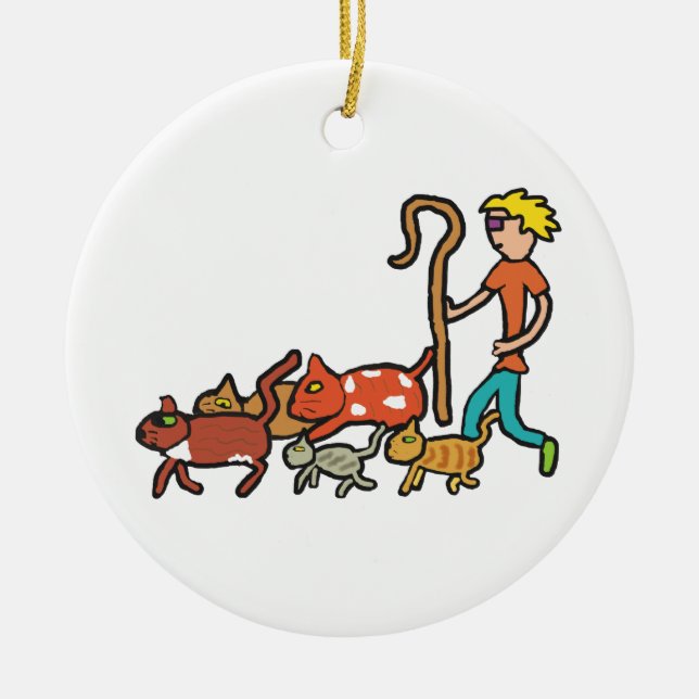 Herding Cats Ceramic Ornament (Front)