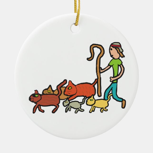 Herding Cats Ceramic Ornament (Front)