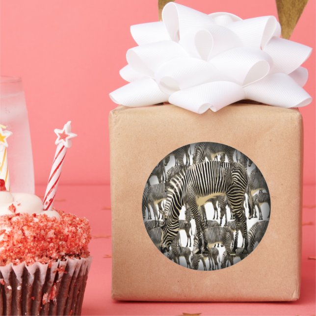 Herds of Zebras Classic Round Sticker (Party)