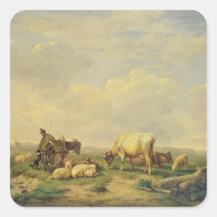 Herdsman and Herd, c.1880 Square Sticker