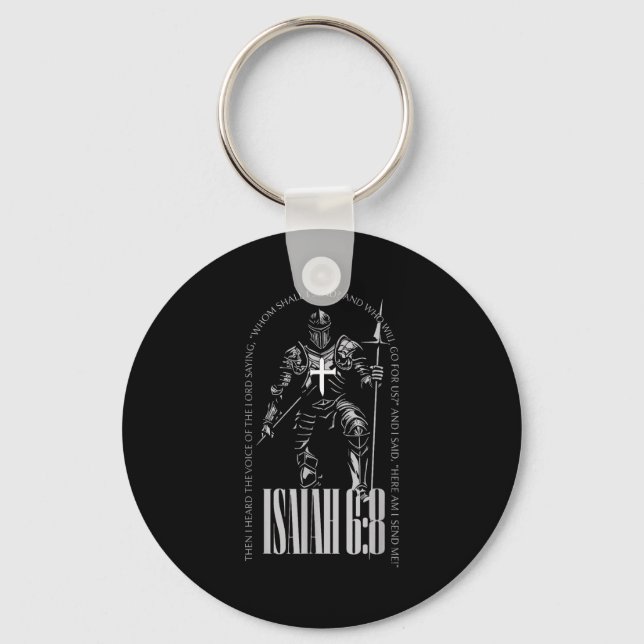 Here am send isaiah 6 8 crusader knights templar key ring (Front)