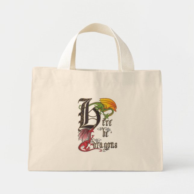 Here Be Dragons Mini Tote Bag (Front)