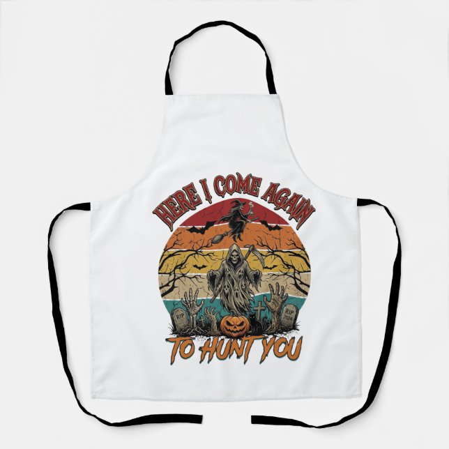 Here Come Again Grim Reaper Halloween Pumpkin_1 Apron (Front)