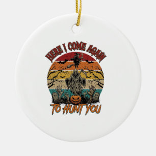 Here Come Again Grim Reaper Halloween Pumpkin_1 Ceramic Ornament