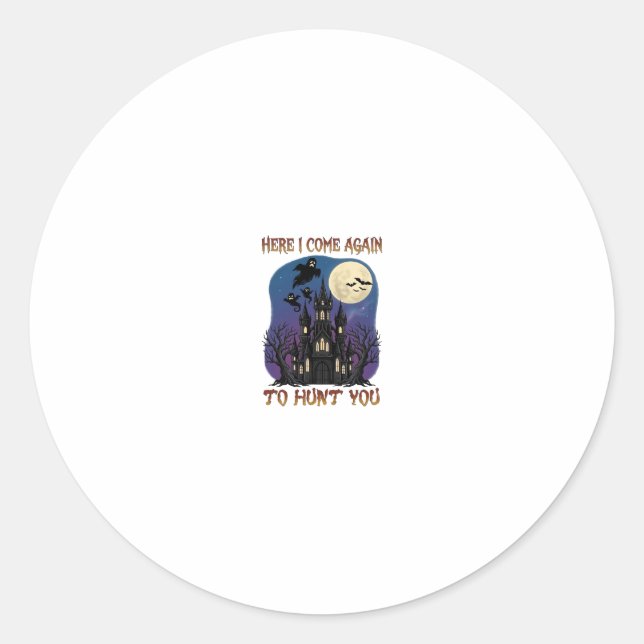 Here Come Again Haunted Castle Ghosts Moon Classic Round Sticker (Front)