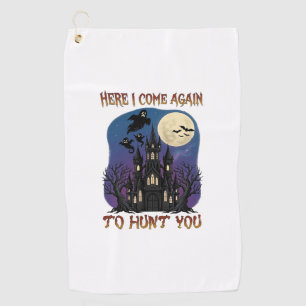 Here Come Again Haunted Castle Ghosts Moon Golf Towel