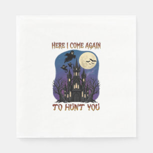 Here Come Again Haunted Castle Ghosts Moon Napkin