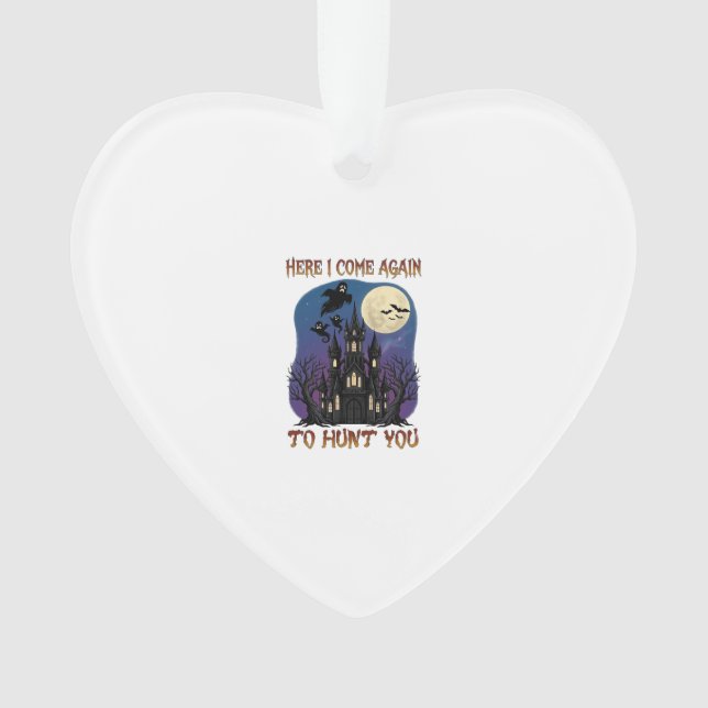 Here Come Again Haunted Castle Ghosts Moon Ornament (Front)