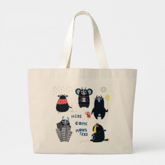 HERE COME MONSTERS PERSONALIZED TOTE BAG