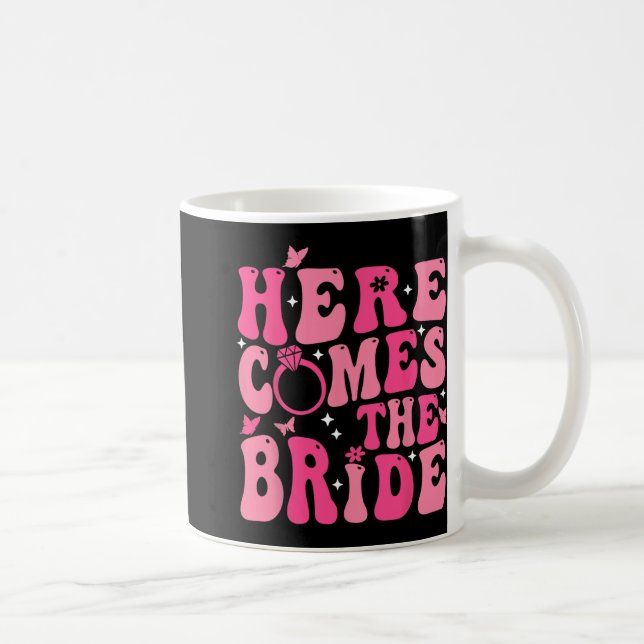 Here Come The Bride Pink Groovy Bachelorette Party Coffee Mug (Right)