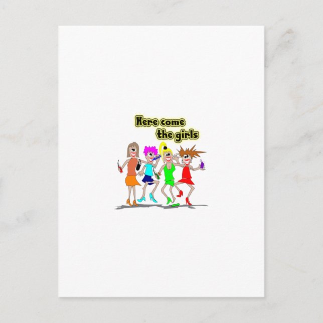 Here come the girls postcard (Front)