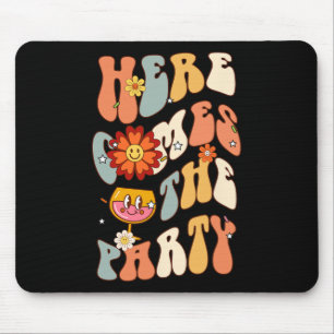 Here Come The Party Bride Retro Groovy Bachelorett Mouse Pad