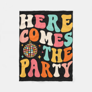 Here Come The Party Retro Bachelorette Bridal Part Fleece Blanket