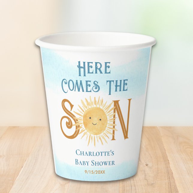 Here Come The Son Baby Shower  Paper Cups (Creator Uploaded)